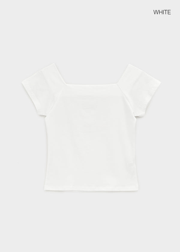 Sae Pop Square Off-shoulder Short Sleeve Tee
