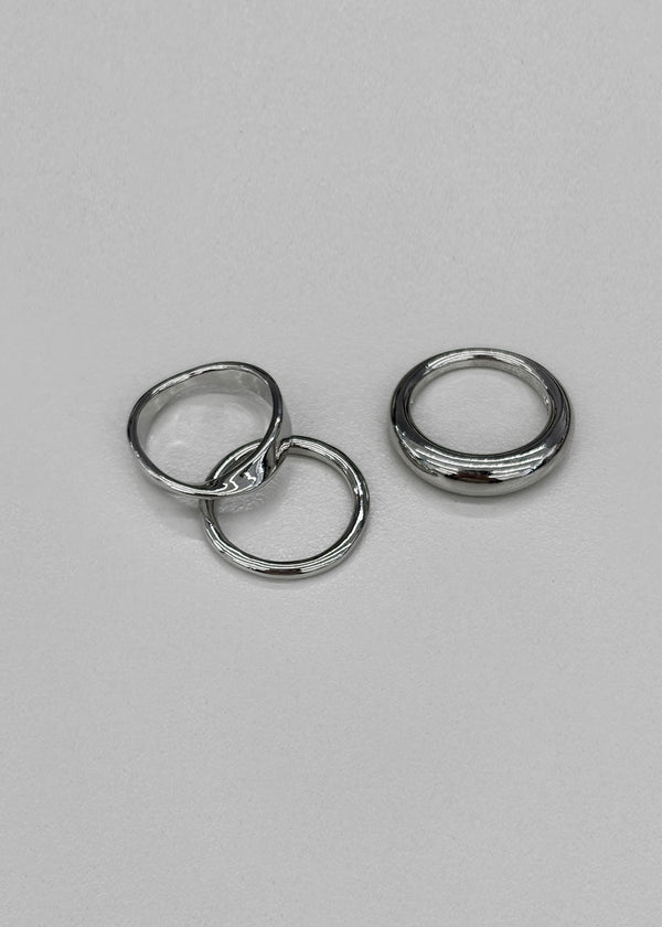 Fibertom 3-piece Silver Ring Set
