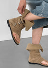 Dumbo Buckle Suede Thong Mid Boots