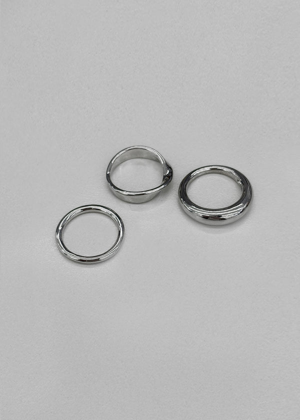 Fibertom 3-piece Silver Ring Set