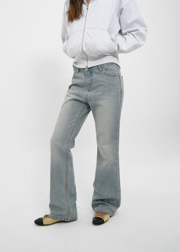 [B-DENIM] WASHING LOW SLIM BOOTS-CUT JEANS 053