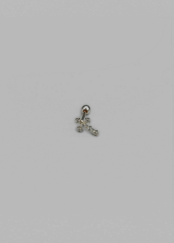 (SILVER 925) Cubic Cross Piercing