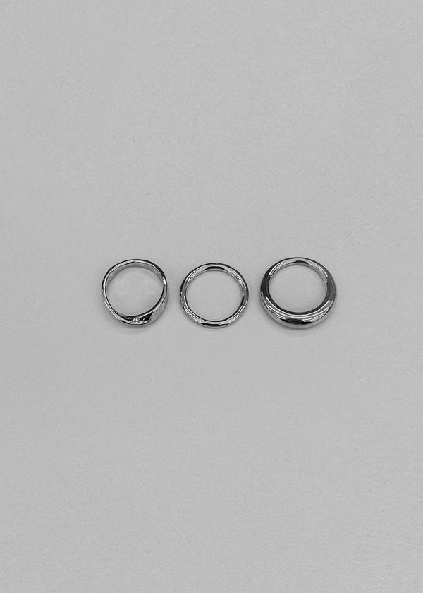 Fibertom 3-piece Silver Ring Set