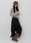 Kumtner String Cotton Wide Pants
