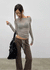 Rachi See-through Asymmetrical Tencel Long Sleeve Tee