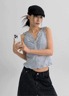Bissen Pattern Frill Sleeveless Blouse