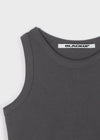[B-BASIC] Camiseta sin mangas de cuello redondo acanalada corta.