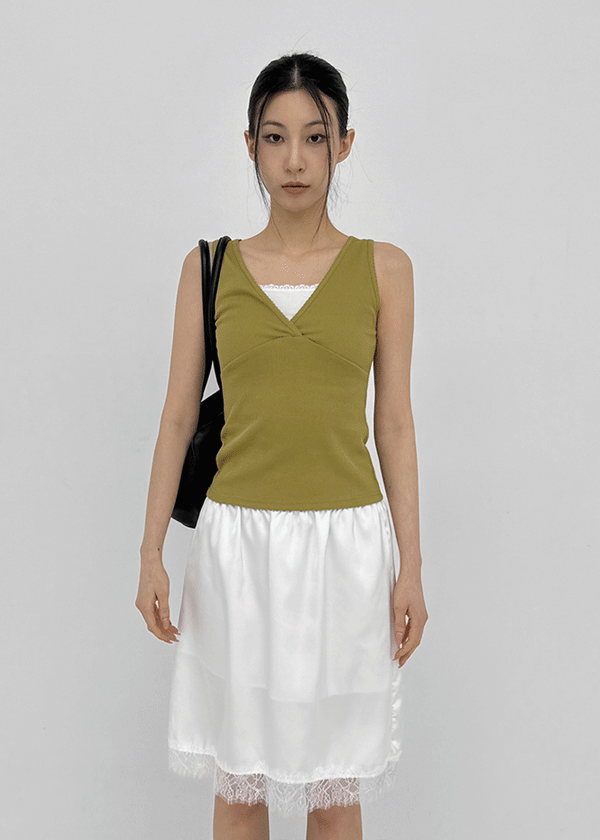 Forete V-neck Wrap Sleeveless Top