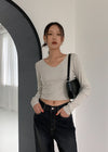 [MADE] V-Neck Extended Sleeve Cropped T-Shirt