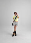 Pulse Print Semi-crop Short Sleeve T-shirt