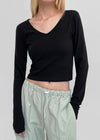 [MADE] V-Neck Extended Sleeve Cropped T-Shirt