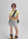 Pulse Print Semi-crop Short Sleeve T-shirt