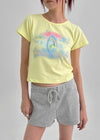 Pulse Print Semi-crop Short Sleeve T-shirt