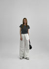 Tinen Nylon Layered Skirt Pants