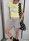 Pulse Print Semi-crop Short Sleeve T-shirt