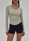 [B-BASIC] Camiseta de manga larga U-Neck de algodón modal básico (2 TAMAÑOS)