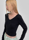 [MADE] V-Neck Extended Sleeve Cropped T-Shirt