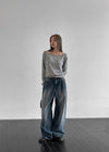Marumble Washing Wide Denim Pants