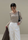 [MADE] V-Neck Extended Sleeve Cropped T-Shirt