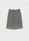Melong Check Chiffon Midi-Rock