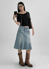 Sotver Cut-Off Mermaid Denim Midi Skirt