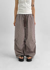 Latpu Summer Banding Check Wide Two-way Pants
