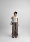 Contemporary V-neck Shirring Short-sleeved T-shirt