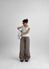 Latpu Summer Banding Check Wide Two-way Pants