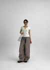 Contemporary V-neck Shirring Short-sleeved T-shirt