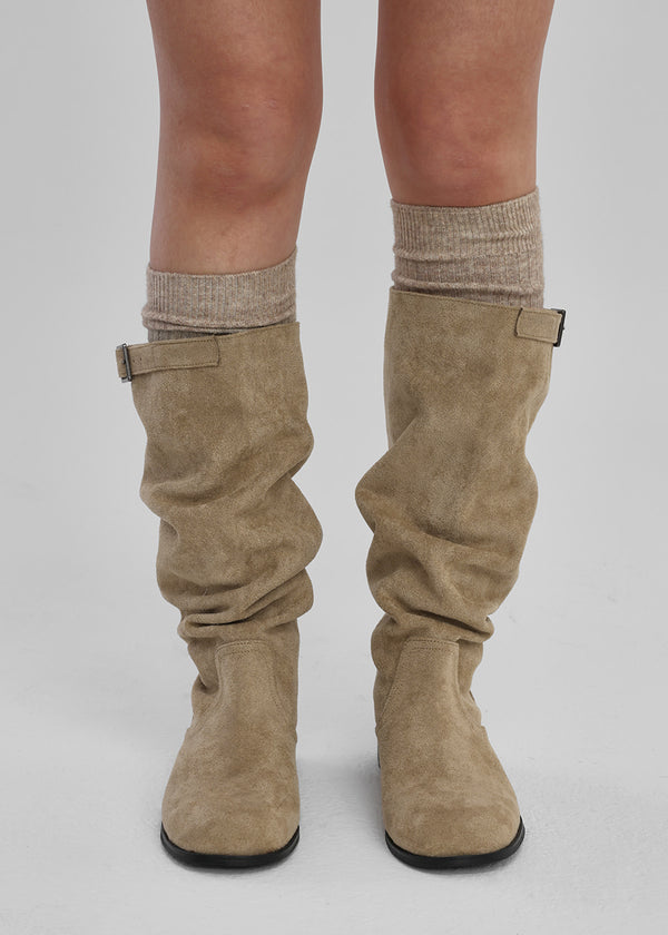 Dinto Suede Buckle Long Boots