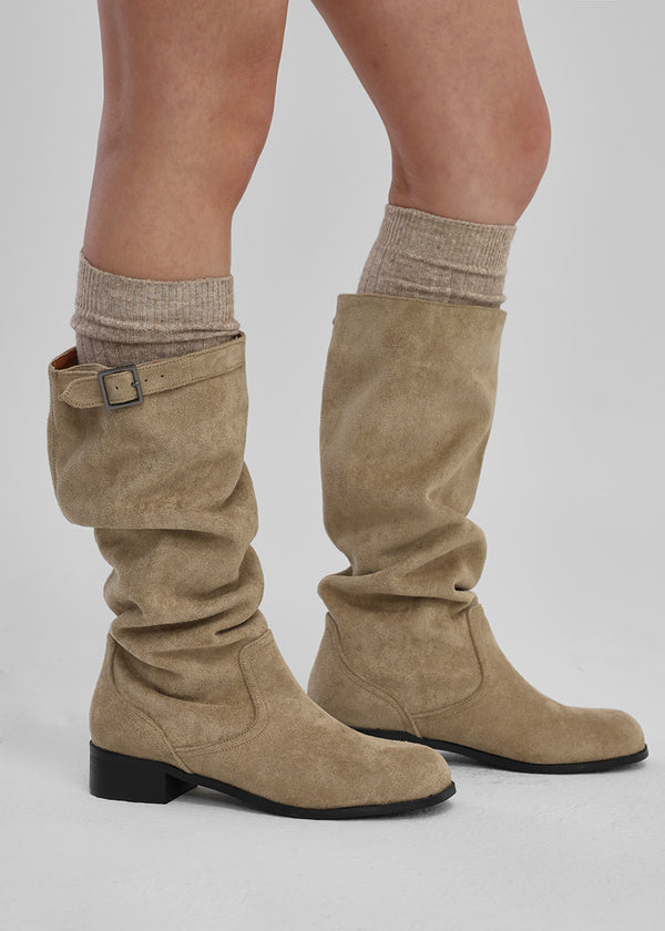 Dinto Suede Buckle Long Boots