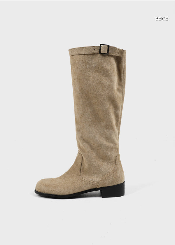 Dinto Suede Buckle Long Boots