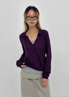 Scratch V-neck collar wool knit
