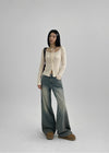 Maponing cut wide denim pants