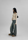 Maponing cut wide denim pants