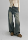 Maponing cut wide denim pants