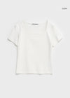 [B-BASIC] Camiseta de manga corta con cuello cuadrado estándar