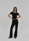 [B-BASIC] Pantalons en coton épais à coupe bootcut avec bande