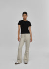 [B-BASIC] Pantalons en coton épais à coupe bootcut avec bande
