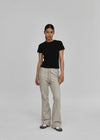 [B-BASIC] Pantalons en coton épais à coupe bootcut avec bande