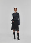 Melong Check Chiffon Midi-Rock