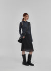 Melong Check Chiffon Midi-Rock