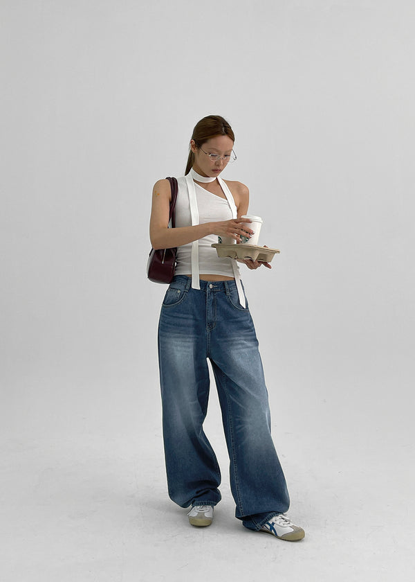 Blung Summer Washing Wide Denim Pants – BLACKUP