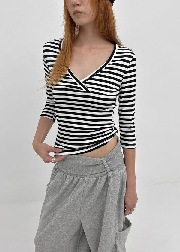 Quartz Stripe Wrap Half-Sleeve Tee