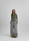 (UNISEX) DeKang incision wide string pants