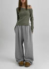 (UNISEX) DeKang incision wide string pants