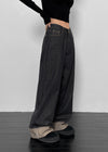 Katzen Non-Fade Roll-Up Wide Denim Pants