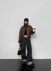 Katzen Non-Fade Roll-Up Wide Denim Pants