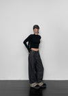 Katzen Non-Fade Roll-Up Wide Denim Pants