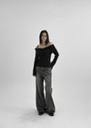 Shataring wide bootcut denim pants